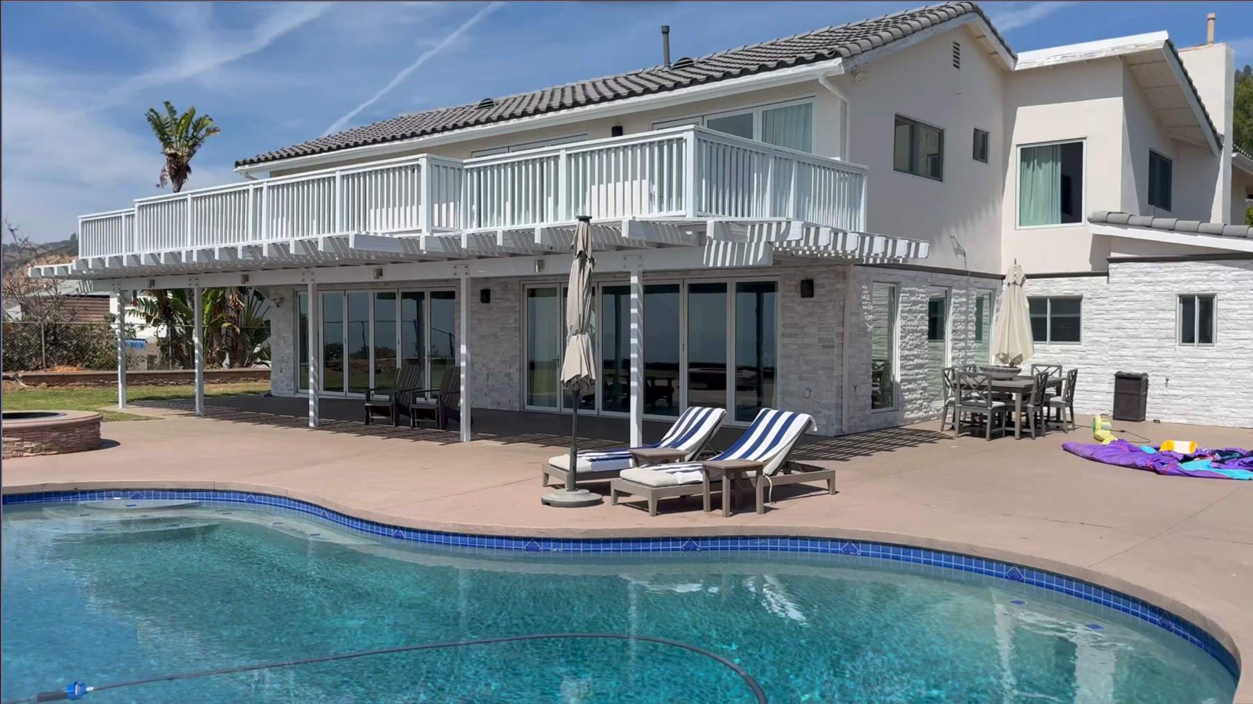 Existing backyard and pool before redesign, Palos Verdes, California