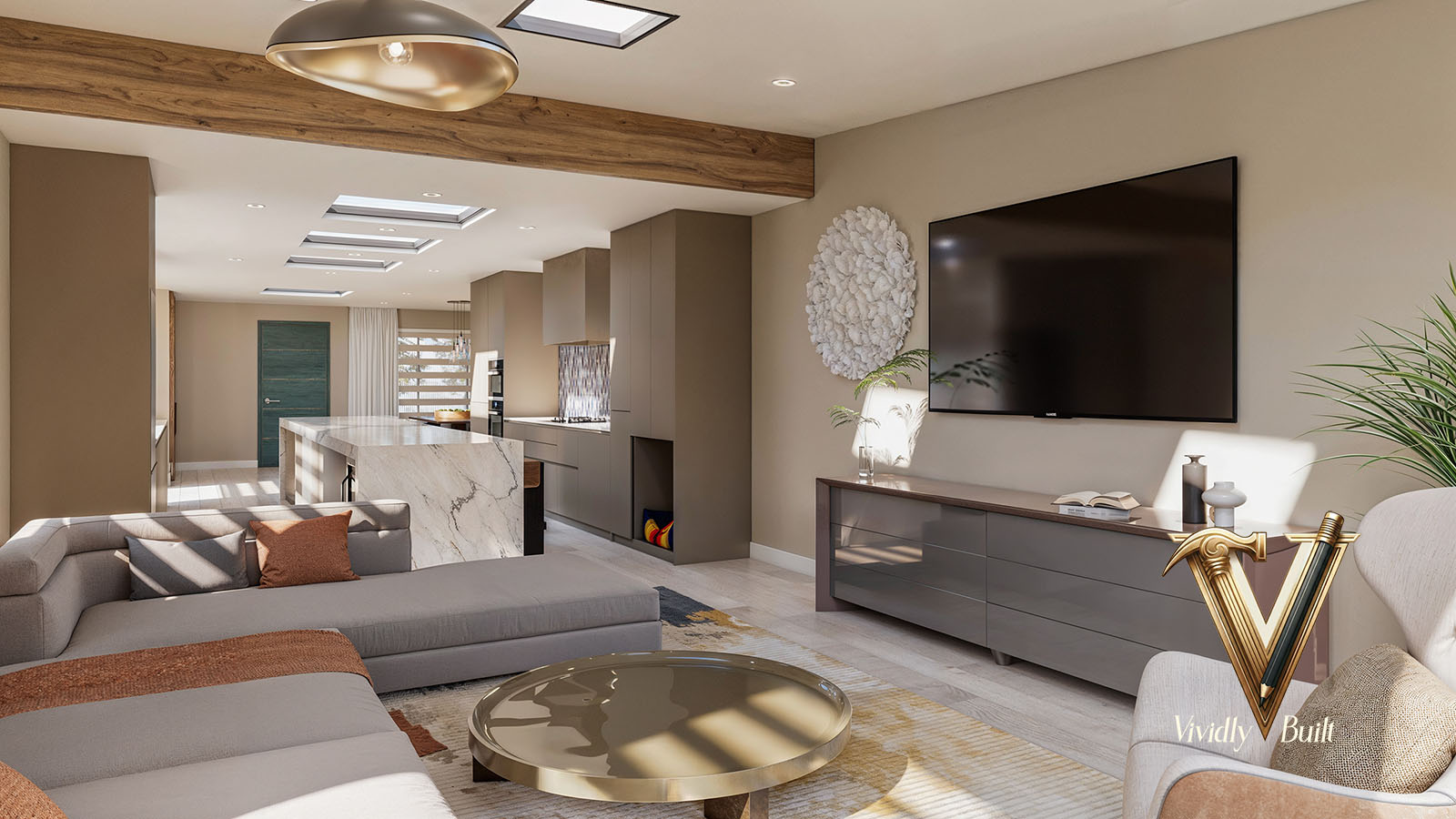 Remodeled living room in a Santa Monica home designed by Vividly Built