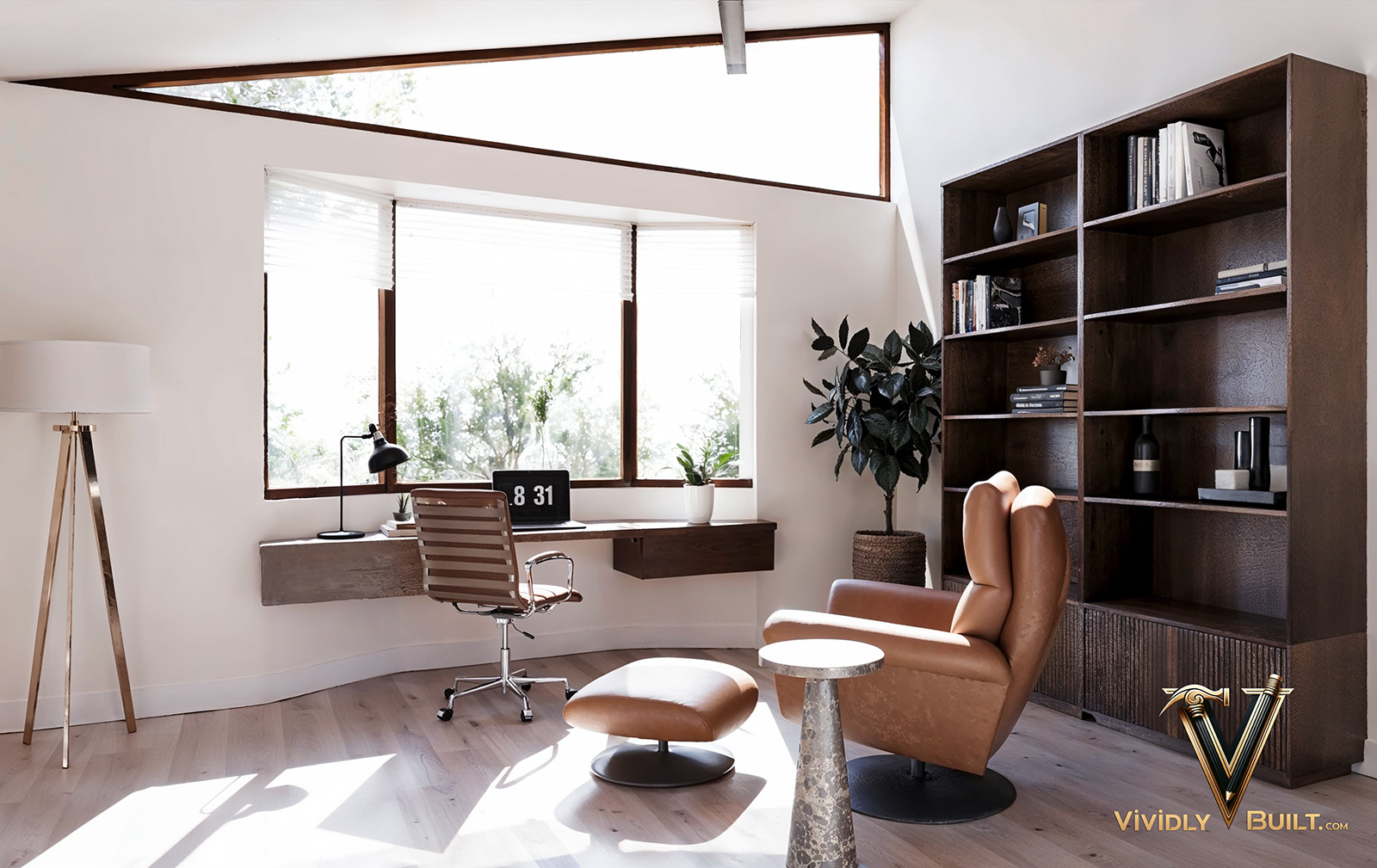 Custom office interior design rendering for a San Francisco luxury home remodel by Vividly Built