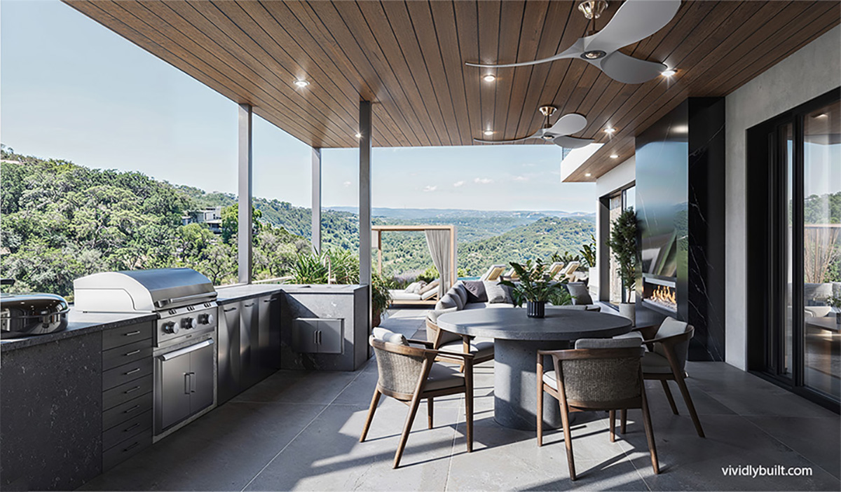 The same balcony finished, Hollywood Hills new construction by Vividly Built