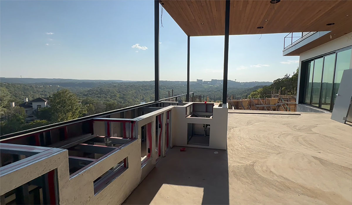 Balcony during construction, Hollywood Hills new build by Vividly Built