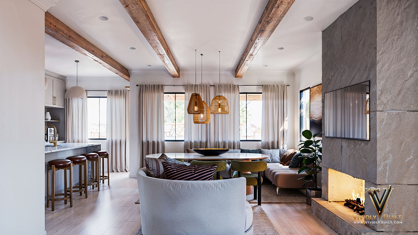 Kitchen interior design rendering for a Pasadena residence remodel by Vividly Built