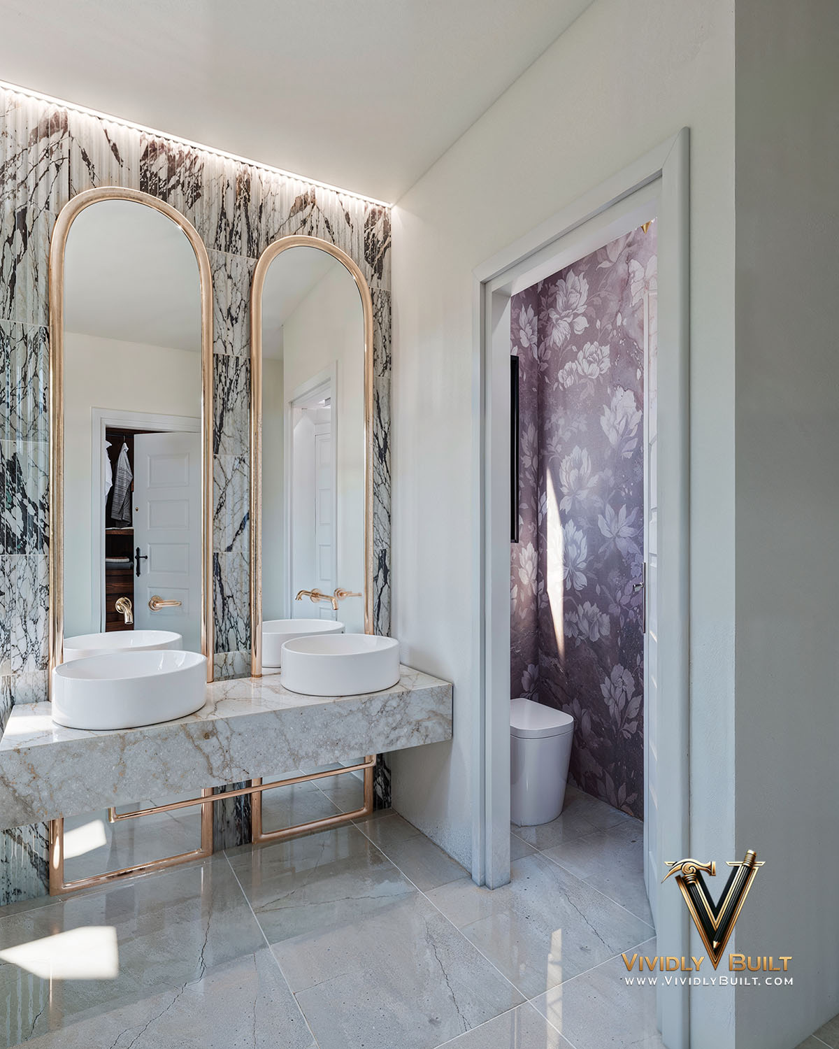Master bathroom interior design rendering for a Pasadena residence remodel by Vividly Built