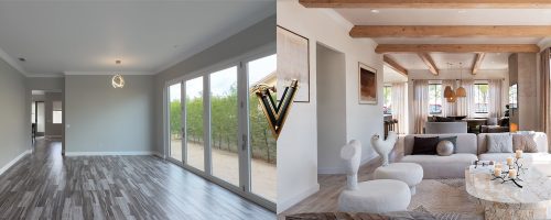 A modern new construction community development in Ventura, featuring contemporary floor plans and high-fidelity architectural rendering of luxury residential townhomes.